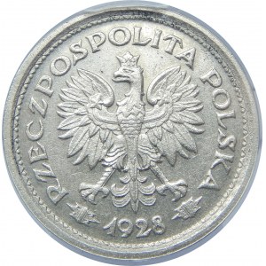 PRÓBA 1 złoty 1928 bez napisu PRÓBA PCGS SP63