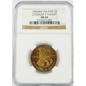 2 złote 1996 Zygmunt II August NGC MS66