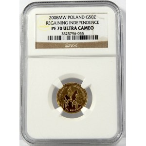 50 złotych 2008 Odzyskanie Niepodległości NGC PF70