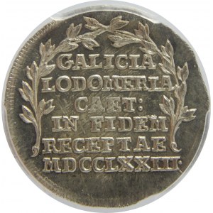 Żeton z 1773 roku przyłączenia Galicji i Lodomerii do Cesarstwa Austriackiego PCGS MS65