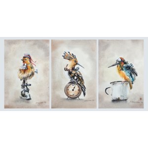 Agnieszka Kowalska (b. 1981), Little Birds, triptych, 2022