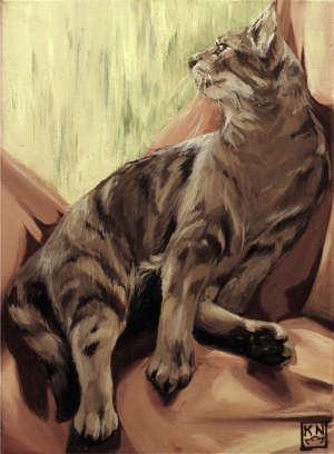 Katarzyna Natusiewicz (ur. 2002), Kot na zielonym tle, 2022