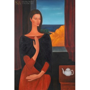 Roman ZAKRZEWSKI (1955-2014), Porträt einer Frau mit einer Teekanne (1997)