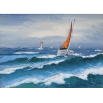 Soter August JAXA-MAŁACHOWSKI (1867-1952), Boats on a rough sea (1936)