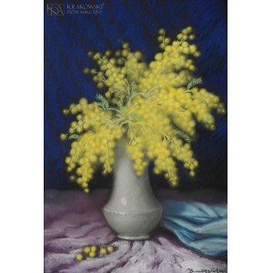 Marian SZCZERBIŃSKI (1899-1981), Mimosas in a white vase.