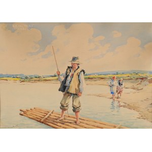 Stanislaw GIBIANSKI (1882-1971), Fisherman on a Raft.