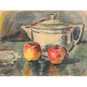 Alfred LENICA (1899-1977), Martwa natura z wazą i jabłkami (1943)