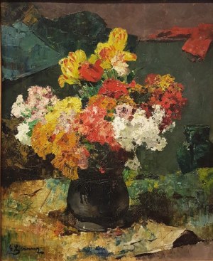 Joseph Georges JEANNIN [1841-1925], Kwiaty w wazonie