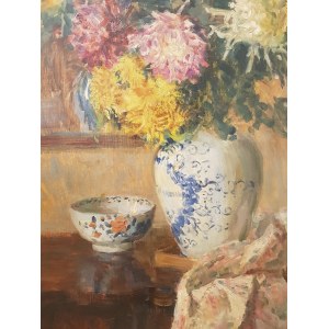 Unbekannter Künstler [19. Jahrhundert], Stilleben mit Chrysanthemen