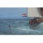 Johan Coenraad LEICH (1823-1890), Sailing on a rough sea