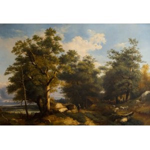 Marinus Adrianus KOEKKOEK [1807 - 1870], Landscape with a shepherdess