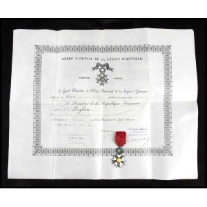 FRANCE Legion of Honor with Diploma of Concession of the Third Republic