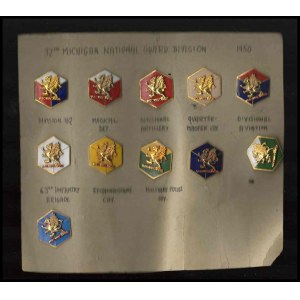 USA Lot of 11 Michigan National Guard Division enamel badges