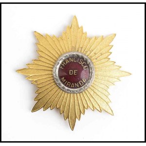 VENEZUELA Order of Francesco de Miranda, Grand Officer plaque in silver and polychrome enamels