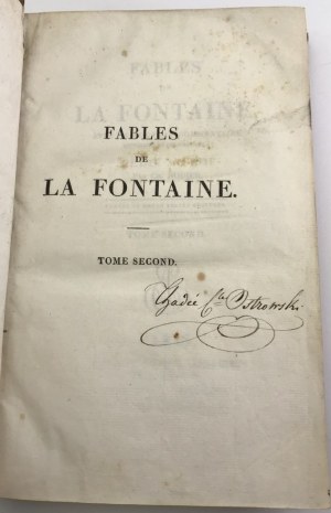 [podpis własnościowy de Ostrowski] Baśnie La Fontaine`a 1818 [Miedzioryty]
