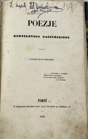 Gaszyński Konstanty, Poems by Konstanty Gaszyński [Half-shell].