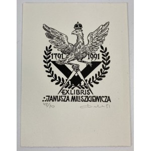 [Masoneria] Dolatowski Zbigniew, Ex Libris Janusza Miliszkiewicza. Ekslibris sygn.: 49/70 Dolatowski 91