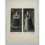 Porträts von Königin Elisabeth von Österreich und Königin Katharina von Österreich, Künstler unbekannt, Heliogravüre aus der Mappe Portrety Polskie vol. I Notizbuch