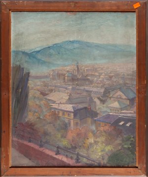 Tony BINDER (1868 Wiedeń - 1944), Maki w wazonie/Panorama miasta w Austrii, 1940