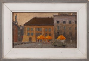 Siergiej NIKIFOROW (1920-2005), Żółte parasole - Stare Miasto w Warszawie