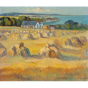 Niels STOUGÅRD (1906-1987), Landscape with sheaves