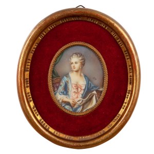 Painter unspecified, (20th century), Miniature - Portrait of a lady in mannerxe 18th century.