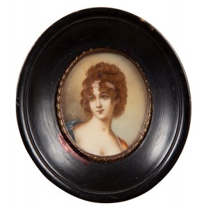 Painter unspecified, (20th century), Miniature - Girl's head in 18th century manner.