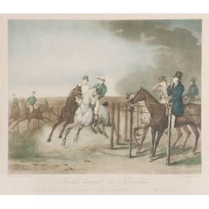 Jean Pierre Marie JAZET (1788-1871), Jockei coupant son Adversaire [Dżokej naciera na przeciwnika], 1827