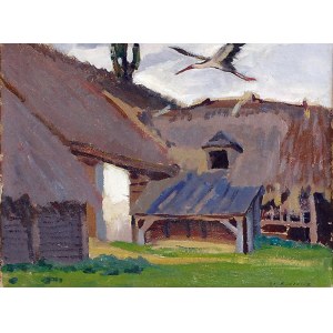 Stanisław CZAJKOWSKI (1878-1954), Obejście w Bolechowicach [Gniazda bocianie], 1911