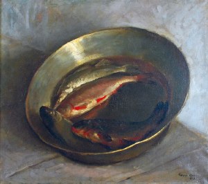 Eugeniusz ARCT (1899-1974), Martwa natura z rybami w mosiężnej misie, 1929
