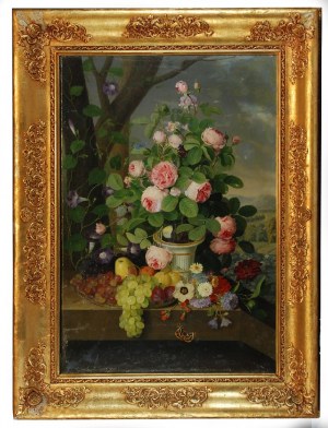 Erdmann SCHULTZ (1810-1841), Martwa natura z pąkami róż i winogronami, 1834