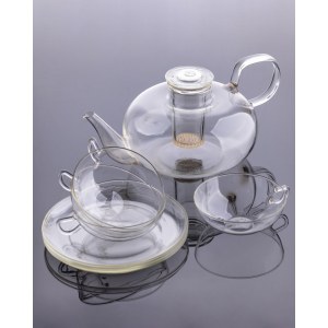 Jenaer Glas (Germany), designed by Wilhelm Wagenfeld - Bauhaus, Tefla tea set. - 9 items, 1950s. (proj. 1930s).
