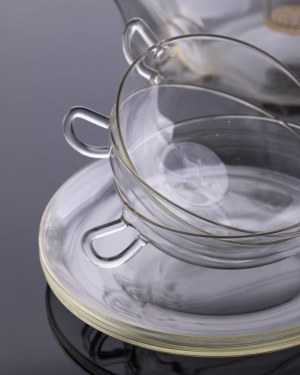 Jenaer Glas (Niemcy), proj. Wilhelm Wagenfeld - Bauhaus, Zestaw do herbaty 