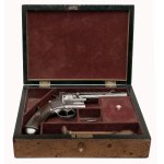 Vzácný revolver Le Page Moutier vz. 1858 s centrálním zápalem v kazetě