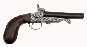 Pistole s vyměnitelnými hlavněmi a nástavnou pažbou v kazetě (pytlácká pistole)