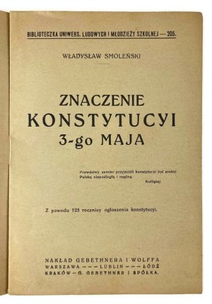 Władysław Smoleński, The Significance of the Constitution of May 3