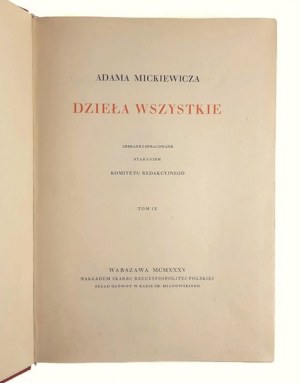 Adam Mickiewicz, Dzieła Wszystkie Tom IX