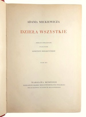 Adam Mickiewicz, Dzieła Wszystkie Tom XVI