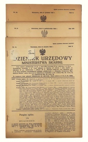 Official Journal of the Ministry of the Treasury No. 24, No. 25, No. 36