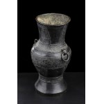 A BRONZE BALUSTER HU VASE