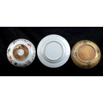 THREE POLYCHROME ENAMELED PORCELAIN DISHES