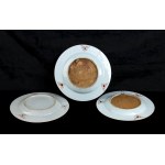 THREE POLYCHROME ENAMELED PORCELAIN DISHES