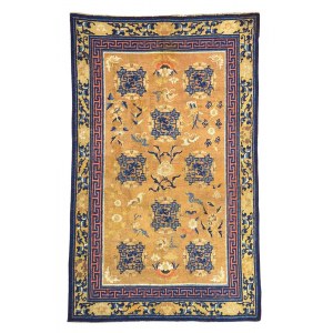 A ‘NINGXIA' CARPET WITH STYLIZED DRAGONS, FLOWERS AND BUTTERFLIES