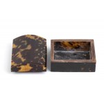 A TORTOISESHELL BOX AND COVER