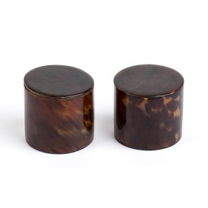 TWO TORTOISESHELL BOXES AND COVER