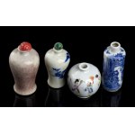 FOUR PORCELAIN SNUFF BOTTLES