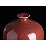 A RED GLAZED PORCELAIN LARGE MEIPING VASE