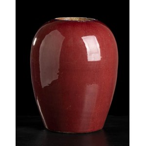 A ‘SANG DE BOEUF’ GLAZED PORCELAIN JAR