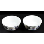 A PAIR OF POLYCHROME ENAMELED PORCELAIN SMALL BOWLS