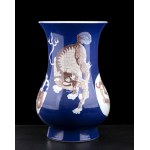 AN UNDERGLAZE BLUE AND RED PORCELAIN BALUSTER HU VASE